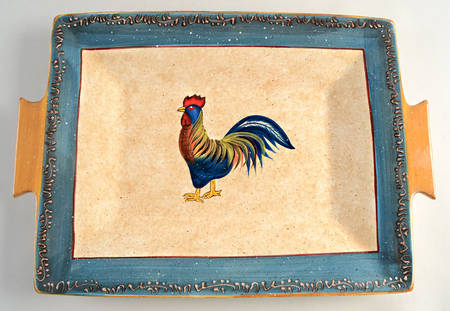 Rooster Cafe Handled Serving Tray