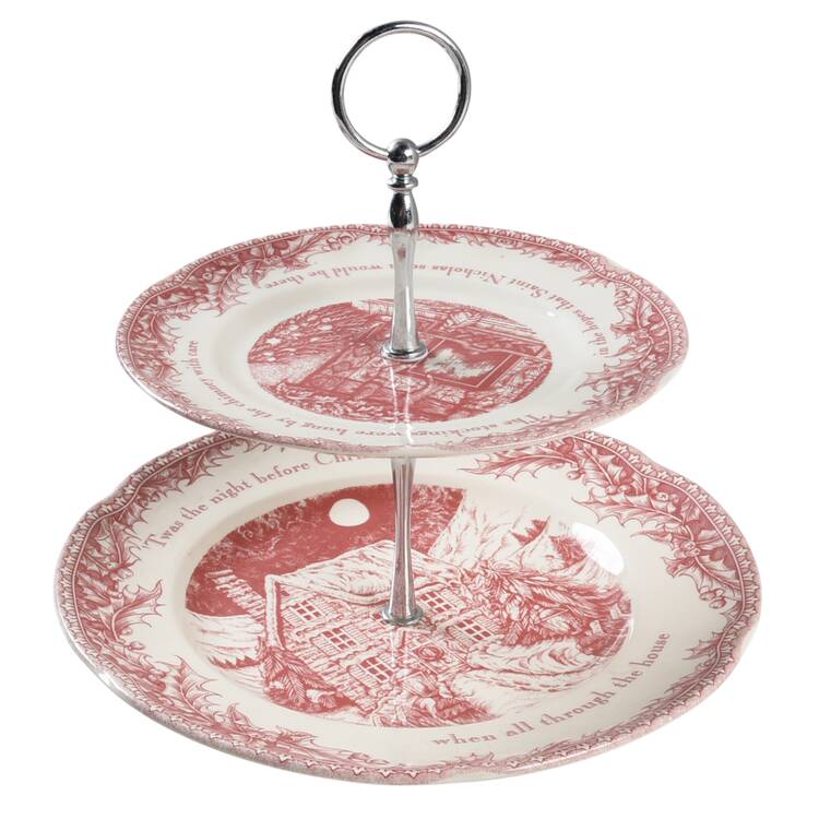 Twas the Night Before Christmas 2 Tiered Serving Tray (Dinner & Salad Plate)