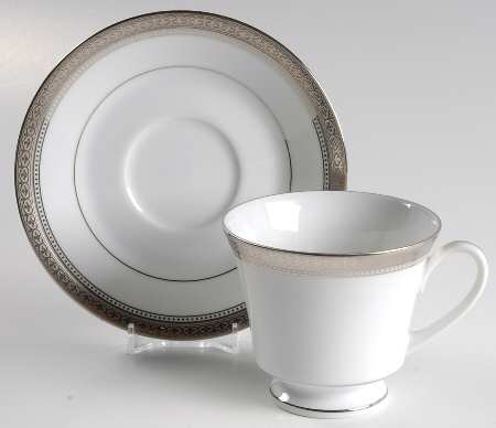 Manor Platinum Footed Cup & Saucer Set