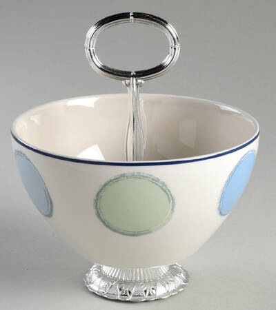 Java Blue 6"-7" Handled Footed Nut Dish HC