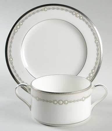 Pearl Luxe Cream Soup Bowl & Bread Plate/Saucer  Set