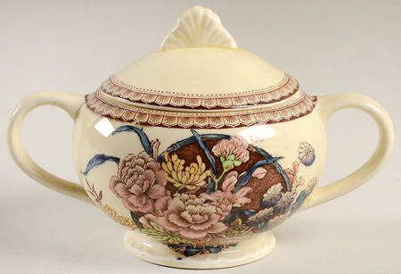 Ophelia Brown Multicolor Sugar Bowl & Lid