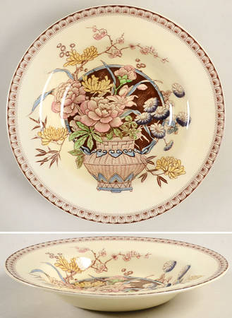 Ophelia Brown Multicolor Rim Soup Bowl