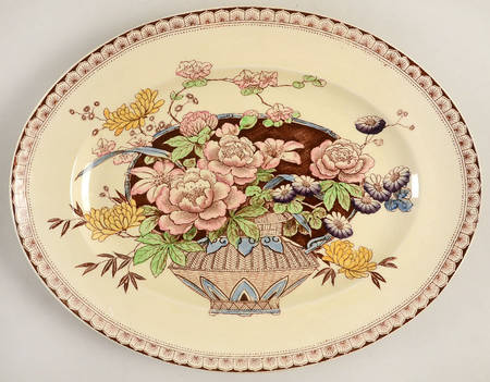 Ophelia Brown Multicolor 14" Oval Serving Platter