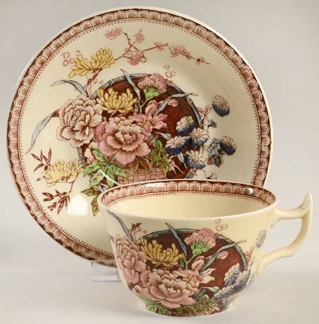 Ophelia Brown Multicolor Flat Cup & Saucer Set