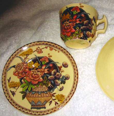 Ophelia Brown Multicolor Flat Demitasse Cup & Saucer Set