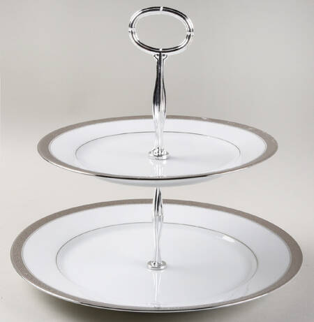 Signature Platinum 6 5/8"-10"  2 Tiered Serving Tray (Dp, Sp) HC