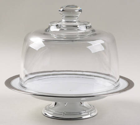 Signature Platinum 6 1/2"-7 1/2" Footed Cheese Plate w/ Glass Dome HC