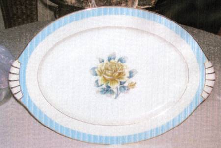 Yellow Rose (Blue Band) 12" Oval Serving Platter
