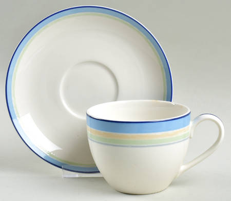 Java Blue Swirl Flat Cup & Saucer Set
