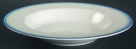 Java Blue Swirl Large Rim Soup Bowl