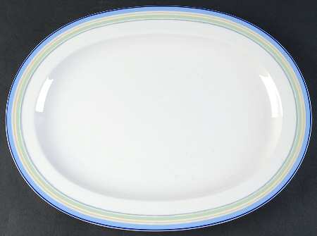 Java Blue Swirl 14" Oval Serving Platter