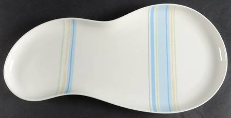 Java Blue Swirl 15" Fluted Oval Platter