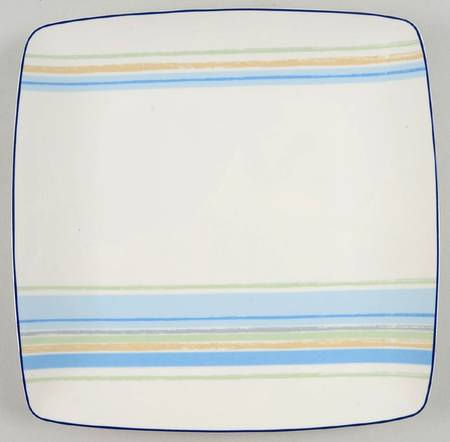 Java Blue Swirl Square Dinner Plate