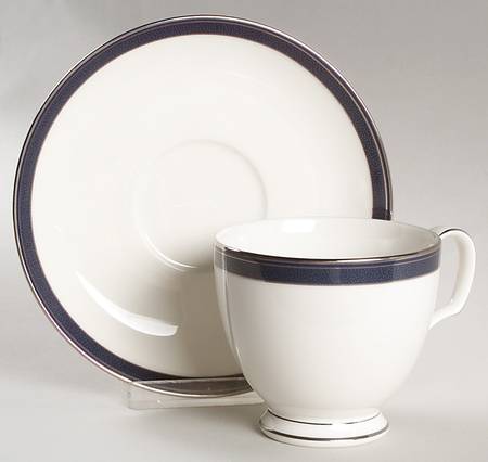 Stardust Platinum Footed Cup & Saucer Set