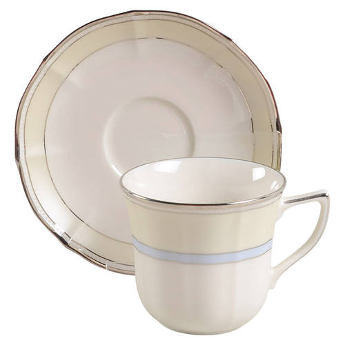 Centura Cream Flat Cup & Saucer Set