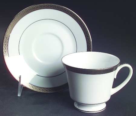 Queen's Platinum Footed Cup & Saucer Set