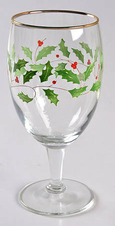 Holly and Berry Gold 15 Oz All Purpose Glass