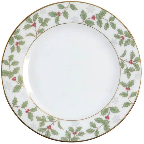 Holly and Berry Gold Bread & Butter Plate