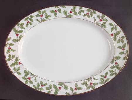 Holly and Berry Gold 13" Oval Serving Platter
