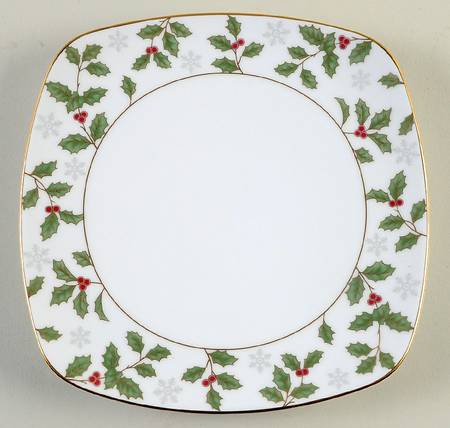 Holly and Berry Gold Square Accent Salad Plate