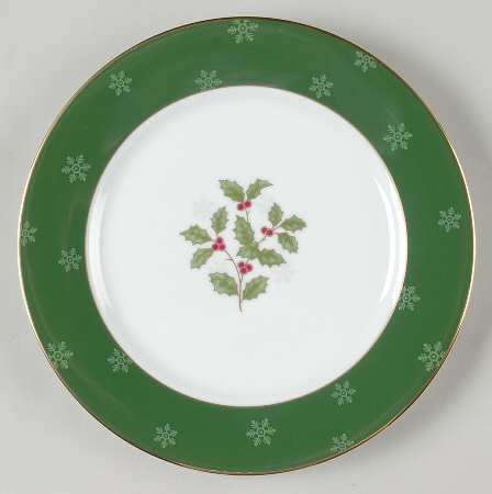 Holly and Berry Gold Accent Luncheon Plate