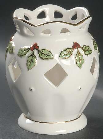 Holly and Berry Gold Votive Candleholder
