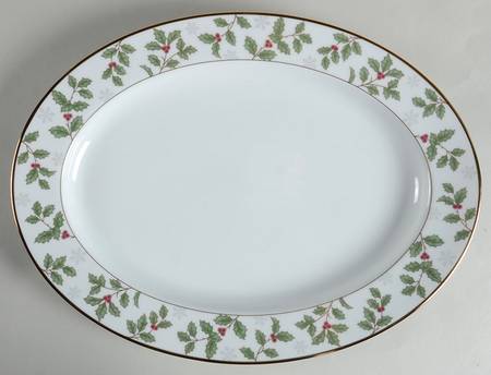Holly and Berry Gold 16" Oval Serving Platter