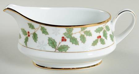 Holly and Berry Gold Gravy Boat