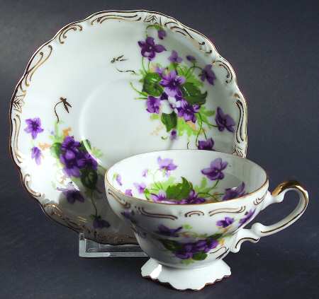 Sweet Violets Footed Cup & Saucer Set