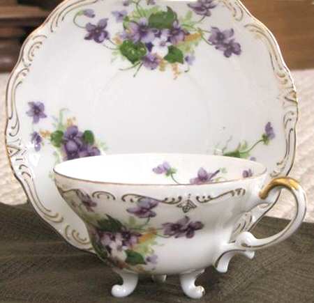 Sweet Violets Footed Cup & Saucer Set
