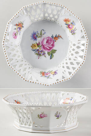 1012 (Pierced, Gold Trim) 8" Pierced Round Bowl