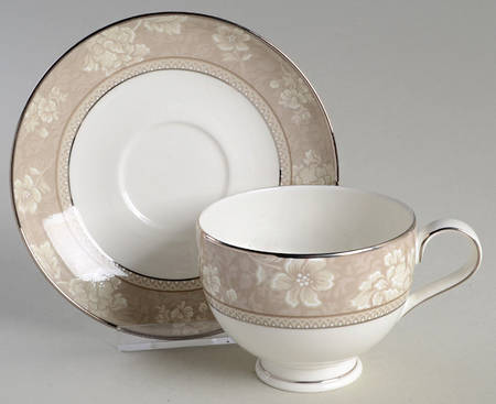 Rosella Taupe Footed Cup & Saucer Set