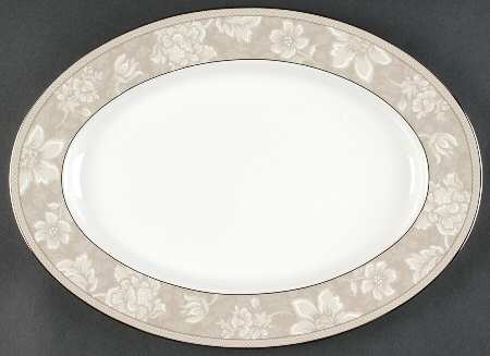 Rosella Taupe 14" Oval Serving Platter