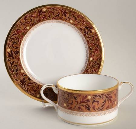 Xavier Gold Cream Soup Bowl & Bread Plate/Saucer Set