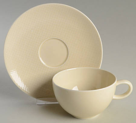 Reflections Ecru (Tan) Flat Cup & Saucer Set
