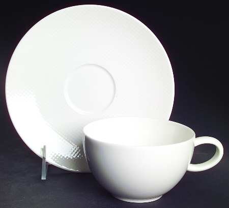Reflections White Flat Cup & Saucer Set