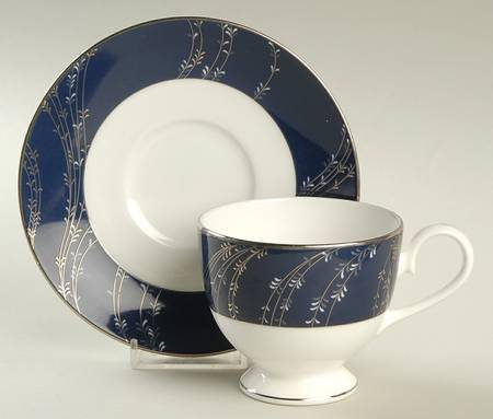 Platinum Night Footed Cup & Saucer Set