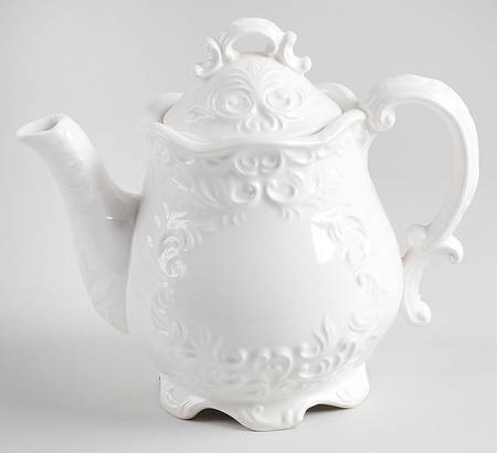 White Provincial Musical Teapot & Lid