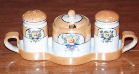 N2894 (6 Pc) Salt & Pepper, Mustard & Lid w/Spoon & Tray