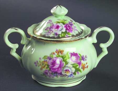 French Bouquet Sugar Bowl & Lid