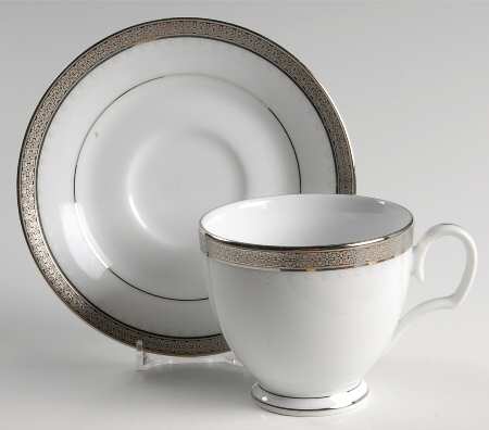 Metropolitan Platinum Footed Cup & Saucer Set