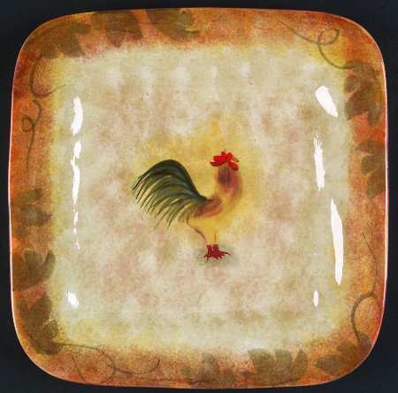 Tuscan Rooster Square Dinner Plate
