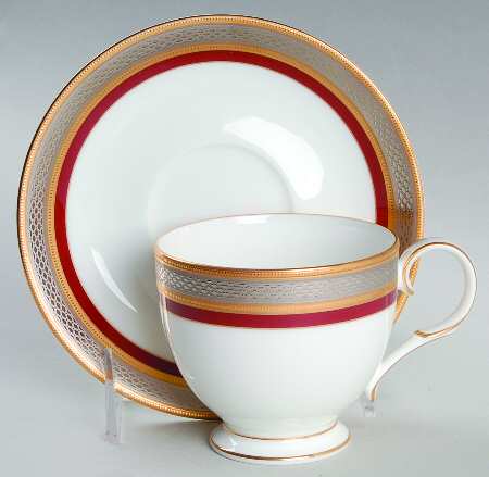 Ruby Coronet Footed Cup & Saucer Set