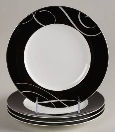 Elegant Swirl Accent Luncheon Plate - Set of 4