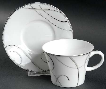Elegant Swirl Flat Cup & Saucer Set
