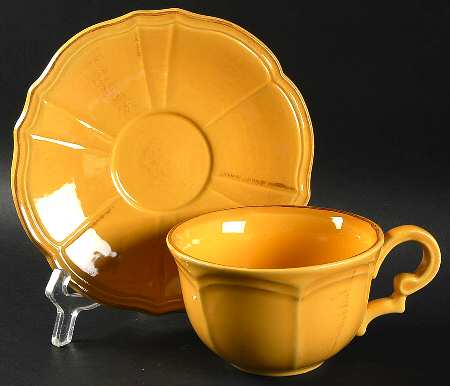 Maintenon Patine Yellow Flat Cup & Saucer Set