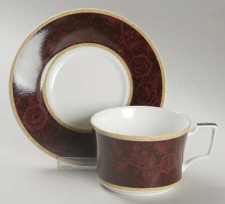 Mahogany Rose Flat Cup & Saucer Set