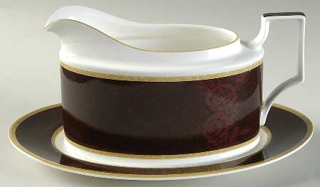 Mahogany Rose Gravy Boat & Underplate (Relish/Butter)