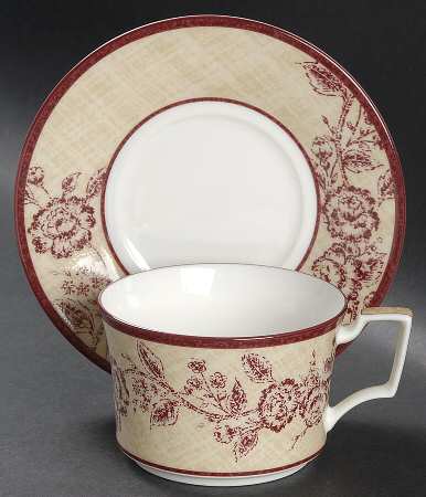 Tapestry Rose Flat Cup & Saucer Set